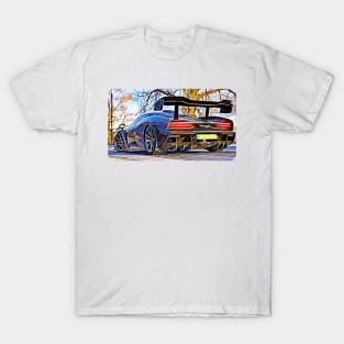 McLaren Senna Cartoon Drawing Action Print T-Shirt